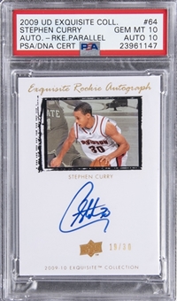2009-10 UD "Exquisite Collection" Rookie Autograph (RPA) #64 Stephen Curry Signed Rookie Card (#19/30) – PSA GEM MT 10, PSA/DNA 10 "1 of 1!"